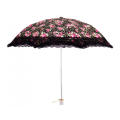 Printed Women's Umbrella With Ruffle Lace